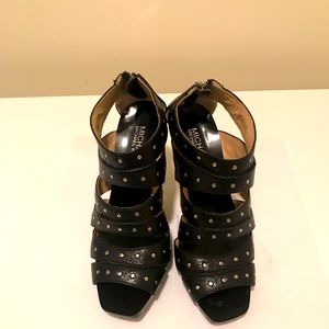 Michael Kors High Heel Gladiator Sandals in Black, Studded